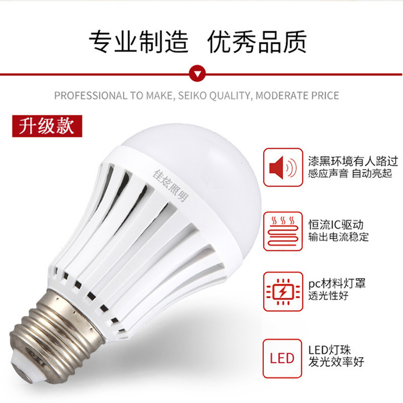 LED induction smart bulb with light music, with screw socket, 7W