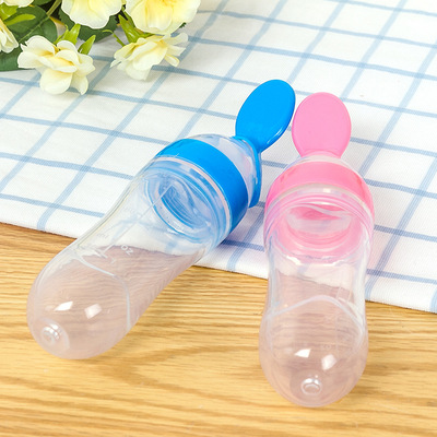 婴儿挤压式软头勺 宝宝硅胶米糊辅食奶瓶米粉奶瓶喂食器 喂药神器|ms