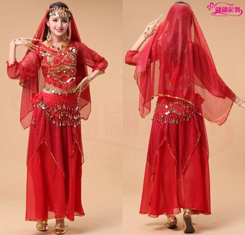 Belly dance practice clothing Indian dance performance clothing long-sleeved highlight skirt new belly dance practice clothing set