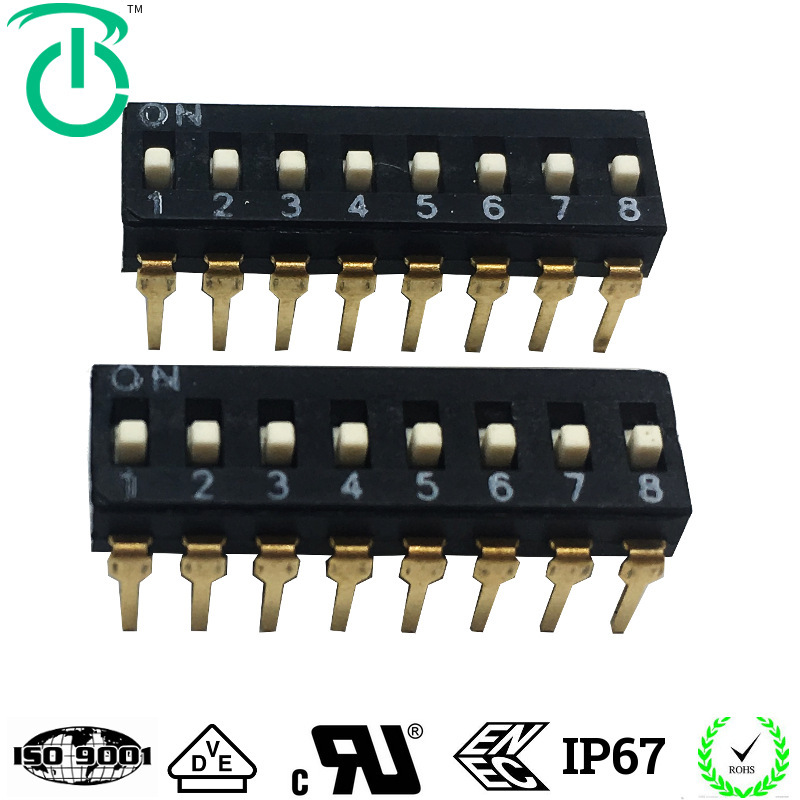 厂家生产2.54mm封装轻薄型8位开关过无铅波峰焊黑色8位拨码开关