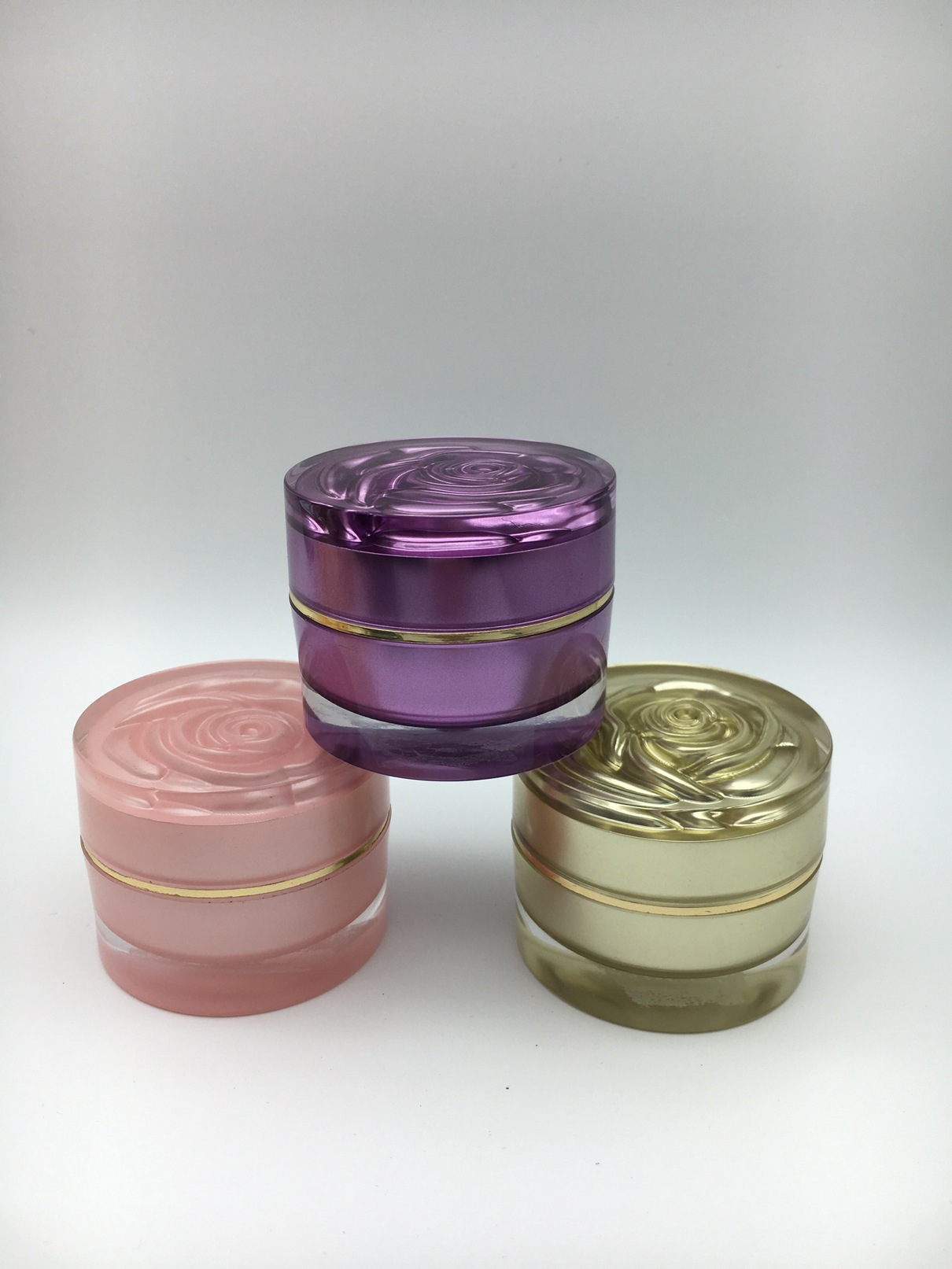 厂家直销-5g亚克力膏霜瓶-玫瑰花膏霜瓶-高档亚克力化妆品瓶