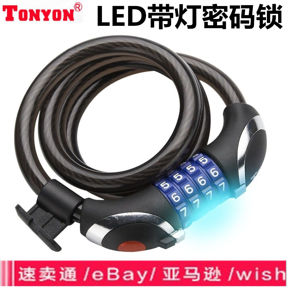 Bicycle lock, five-digit combination lock, universal for mountain bikes and road bikes, TY566 steel wire lock, steel cable lock, bicycle rim lock pic 4