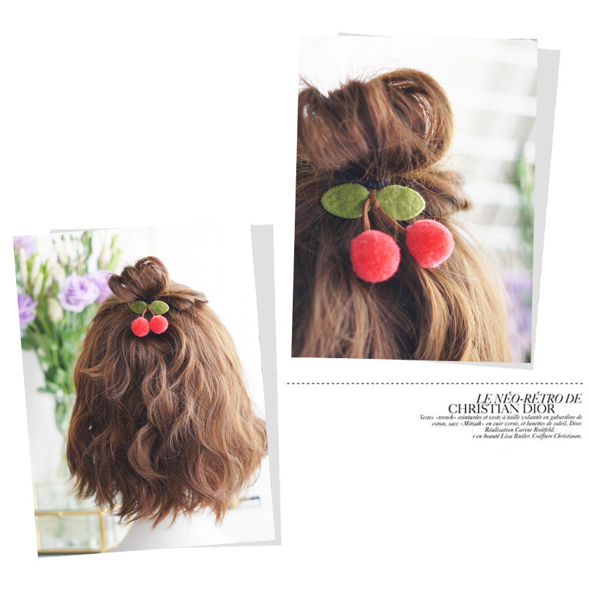 Korean Cute Style Simple New Cherry Hair Ring display picture 2