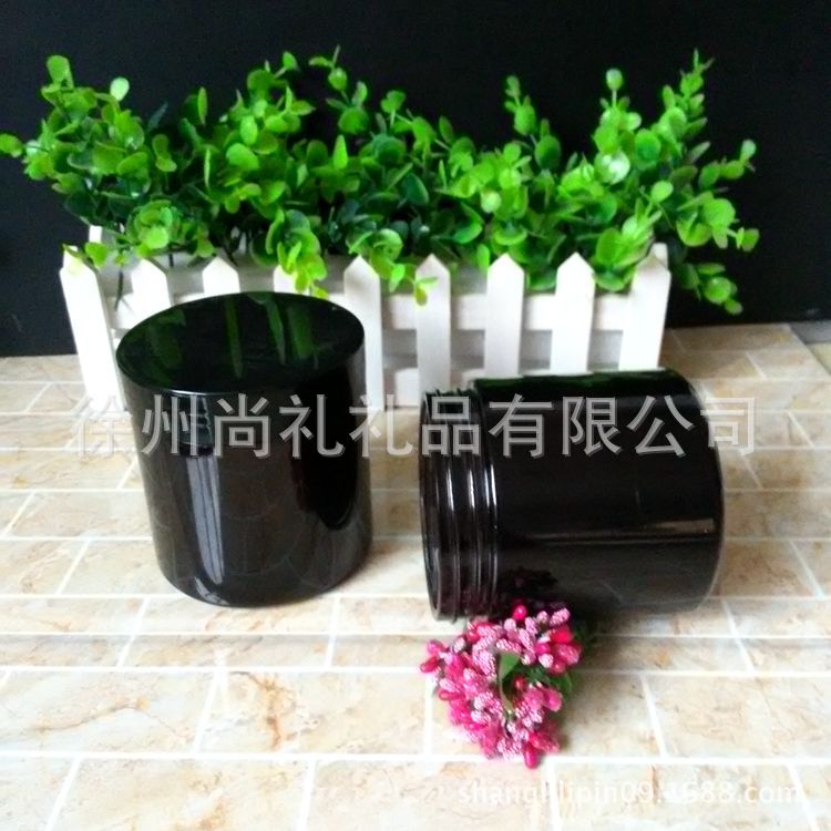 厂家供应可定制颜色喷涂亮黑色蜡烛杯 烛台家居 摆件玻璃瓶