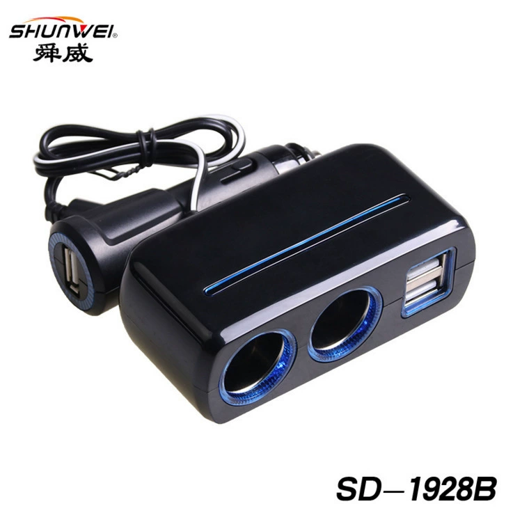 Запасные принадлежности для авто Shunwei с зажигалкой USB 3 шт, 3A мощность, одно движение и два транспортных средства SD-1928B