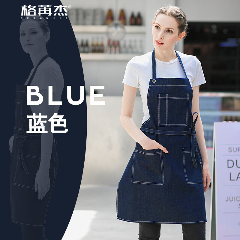 Denim sin mangas delantal cafetería diseñador lindo algodón lienzo cocina hombres y mujeres de estilo coreano ropa de trabajo de moda conjunto