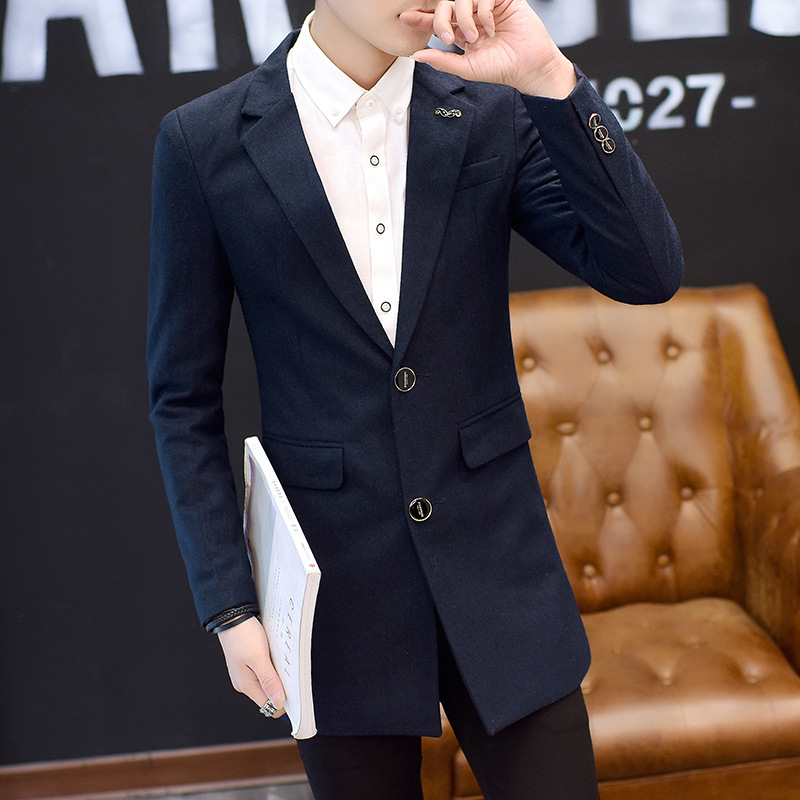厂家直卖新款毛呢韩版修身男式休闲西装 男士西服外套现货批发|ru