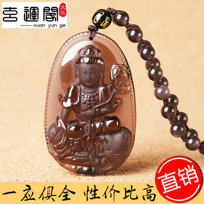 本命佛厂家冰种黑曜石千手本命佛属鸡不动尊吊坠大日如来一件代发|ru