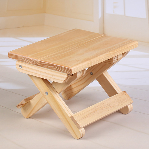 Pine solid wood folding stool portable household solid wood horse outdoor fishing chair small bench square stool