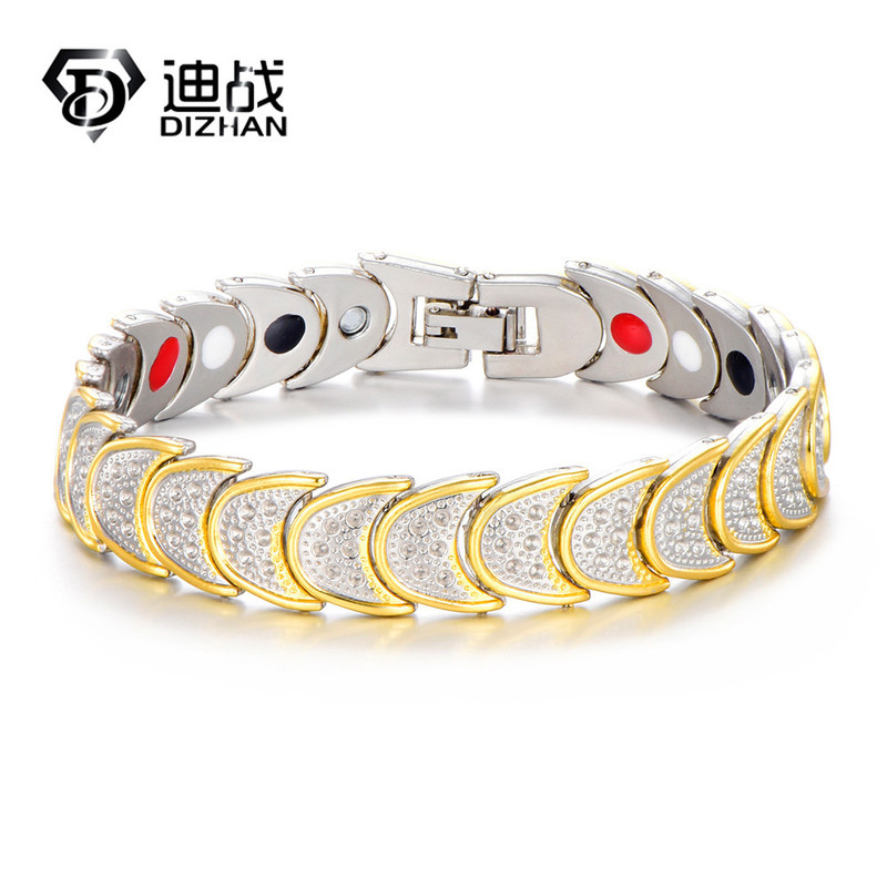 New moon gilded edge bracelet magnet anti-electric radiation fashion health jewelry men's and women's jewelry wholesale New moon gilded edge bracelet magnet anti-electric radiation fashion health jewelry men's and women's jewelry wholesale