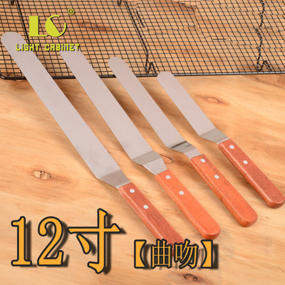 新品批发 12寸木柄吻刀 直吻曲吻刀 奶油抹平刀 烘焙工具|ms