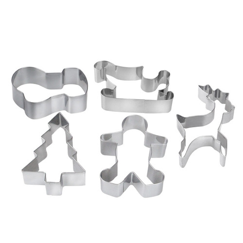 Stainless steel 5-piece set Christmas gingerbread man sleigh cartoon cookie molds fruit cookie baking tools