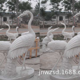 供应石刻动物雕塑 小区大理石喷水鱼报价 景区石材白鹤图片大全