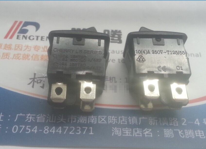 进口德国CHERRY樱桃 LRA32H2FBBNN 翘板船型开关4脚2档 15*21MM