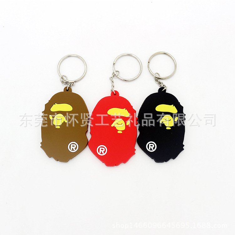 Trendy bape Harajuku Street Style Trendy PVC Soft Rubber Keychain Anyi Ape Keychain Pendant