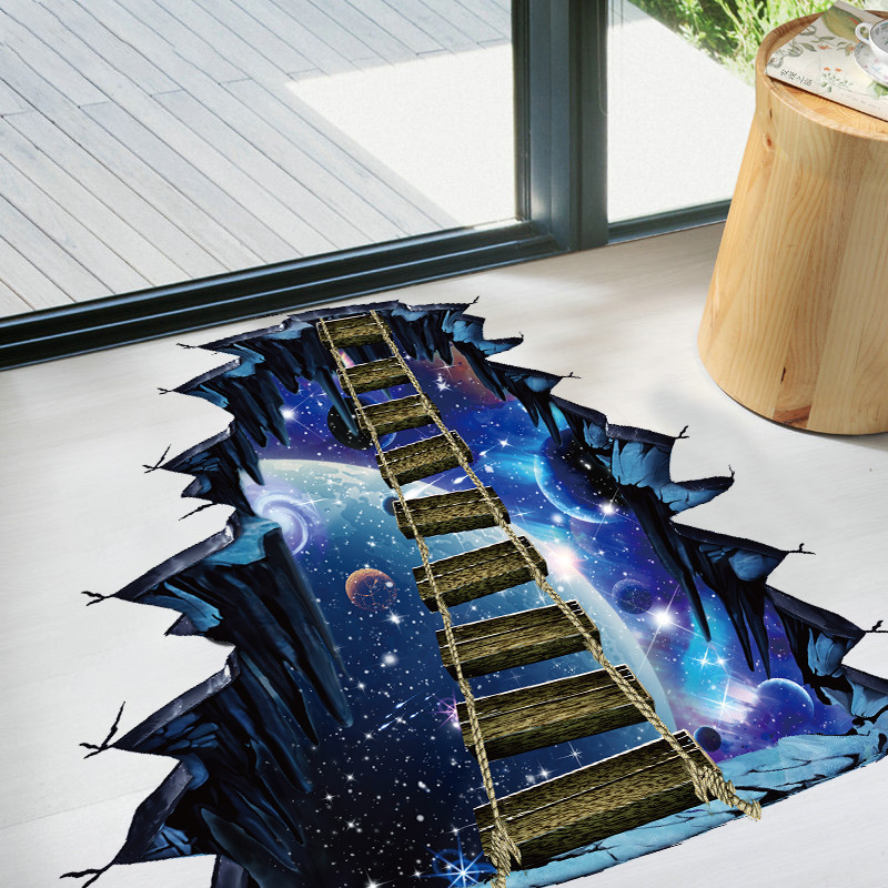 New Creative Planet Suspension Bridge Floor Sticker display picture 7