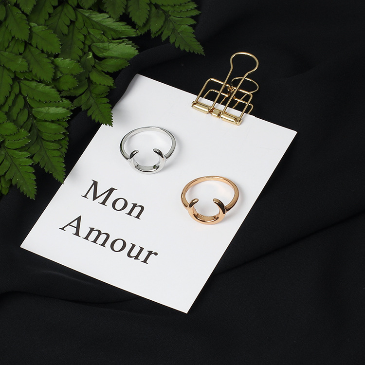 Plating Design Wholesale Fashion Arc-shaped Horns Moon Ring
