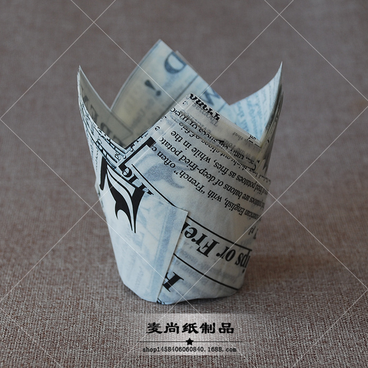 Periódico tulipán taza de papel hornear pastel taza de papel Cupcake muffin taza de papel pan titular de la taza de papel titular de la torta