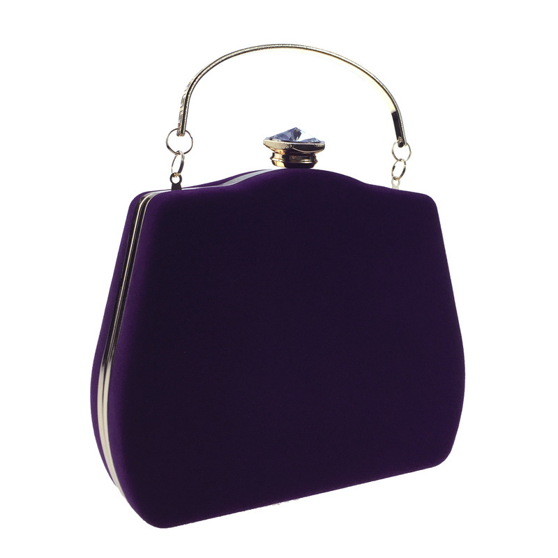 Túi clutch nữ dạ tiệc nhung hình quả bầu đính đá hộp cứng kèm dây xích — Màu đỏ, Màu đỏ rượu, Màu tím, Màu xanh lam chi tiết 14