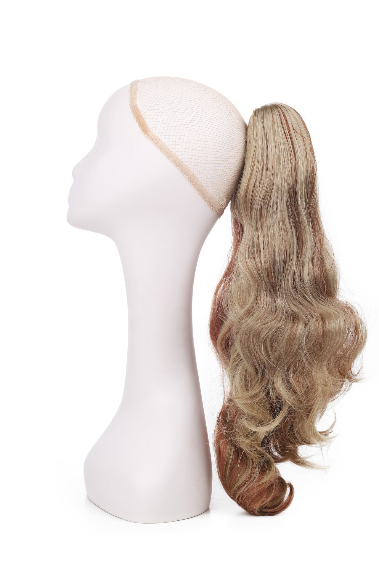 H017 marrón blanco cola de caballo europea y americana moda peluca damas