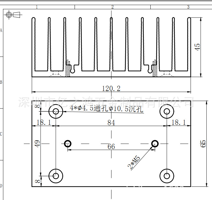 深圳 电子散热片 型材散热器 生产厂家加工制 120*45*65