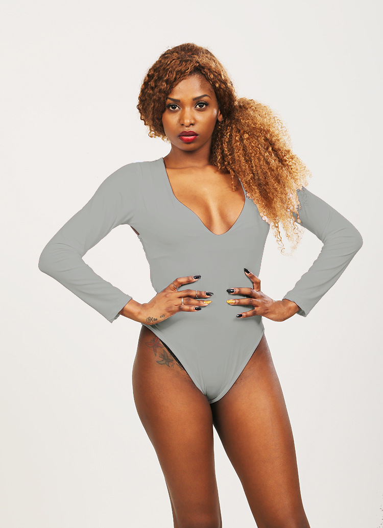 Womens Cross Back Long Sleeve Jumpsuit Stylish Bodysuit for Swimwear Versatile for Beach or Pool Wholesale Available