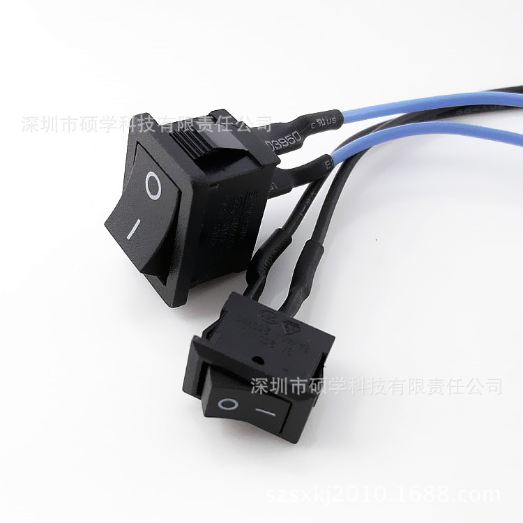 供应 带线船型开关2脚21*15/15*10 认证UL 两档防水船形开关KCD11