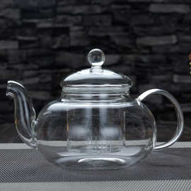 供应手工玻璃茶具花茶壶 三件式玻璃壶 过滤泡茶壶600M