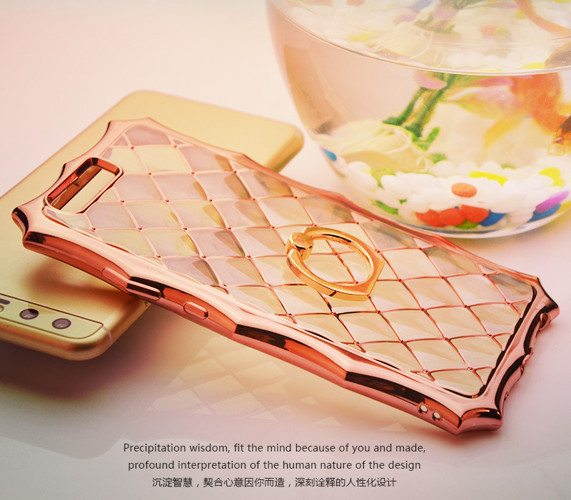 SIMON Crown Luxury Royal Electroplating Soft TPU Streamline Protection Case Cover with 360° Rotating Anti-drop Finger Ring Grip Holder for Huawei P10 & Huawei P10 Plus