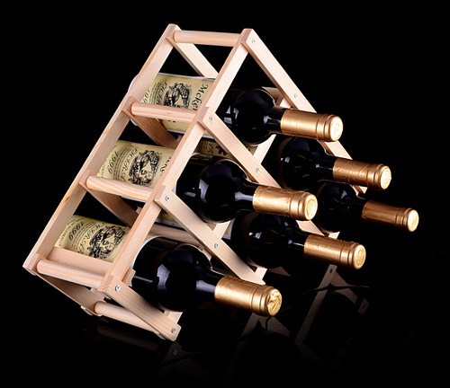 European-style wine rack creative solid wood folding wine rack wooden wine rack iron multi-bottle design