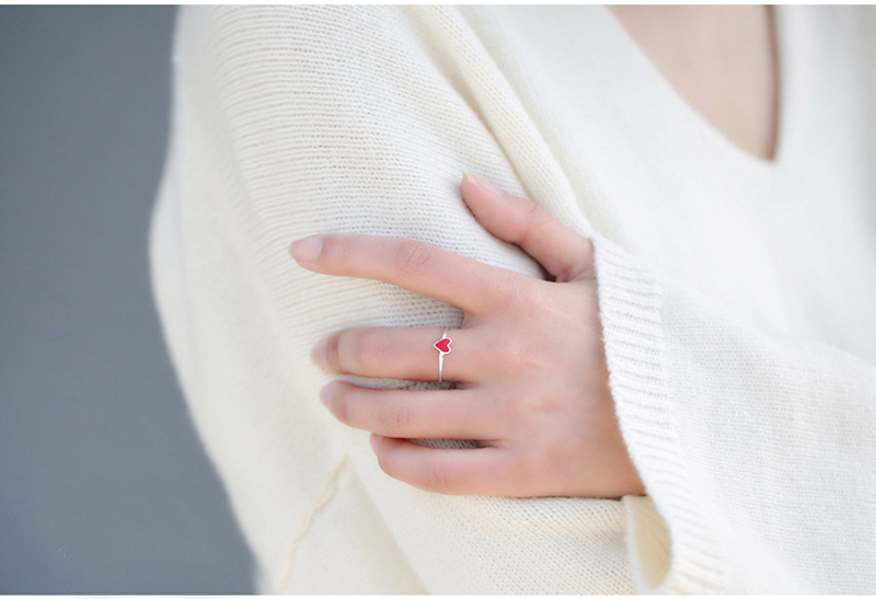 2g Weight Open Rings Classification Adjustable Ring Size 1 Piece Quantity Daily, Date Occasion 925 Sterling Silver Material Heart Shape Pattern All Seasons Season Women's Gender Simple Style, IG Style Style 925 Sterling Silver Heart Shape Open Rings 925 Sterling Silver Rings 8
