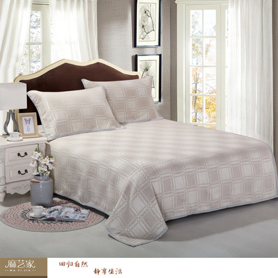 厂家直销亚麻凉席，可加工定制，麻艺家方格世界纯麻凉席套件