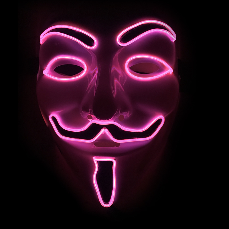 新款万圣节鬼脸化妆派对面具 EL发光线面具 冷光线面具十色可选