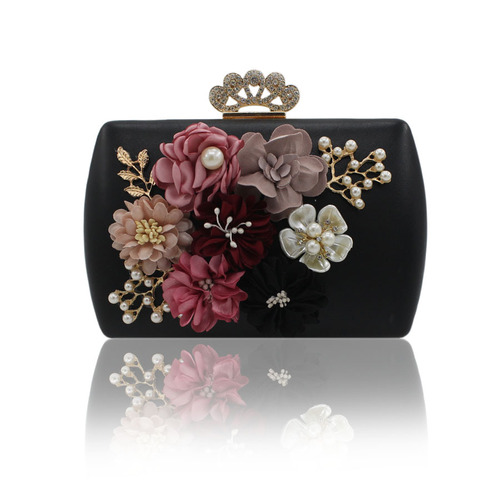 New Korean-style PU flower bag, bridal clutch, women's mini bag, banquet handbag, chain-strap crossbody pouch, qipao-inspired design