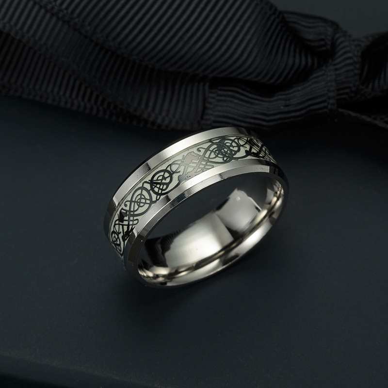 Fashion Luminous Dragon Pattern Stainless Steel Ring Wholesale display picture 2