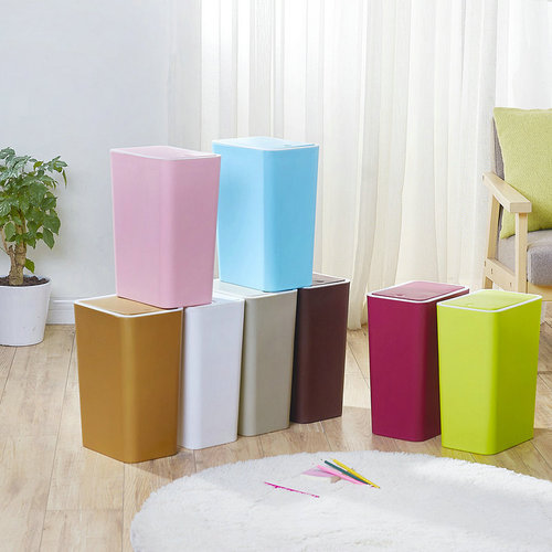 Pressure-type trash can Household bathroom kitchen living room classified trash can Spring cover storage plastic bucket wholesale
