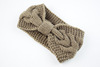 Knitted headband with pigtail with bow, helmet handmade, keep warm demi-season hair accessory, European style