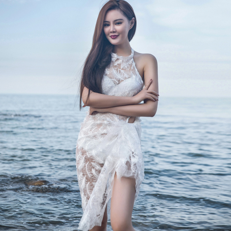 连体比基尼 女式保守遮肚显瘦性感温泉泳衣 新款羽毛连体泳衣批发|ms