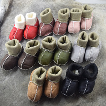 手工童鞋 羊皮毛一体男女罗口靴批发 冬季保暖宝宝真皮婴儿鞋
