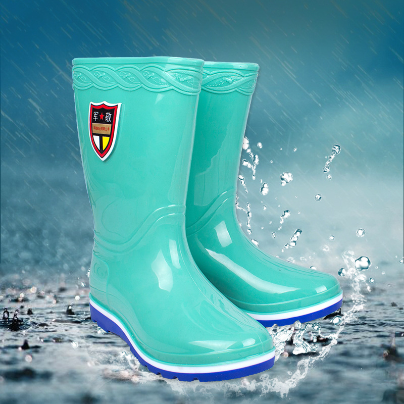 直销时尚女士中筒三色水鞋防滑耐磨美观工作户外三防雨靴雨鞋|ms