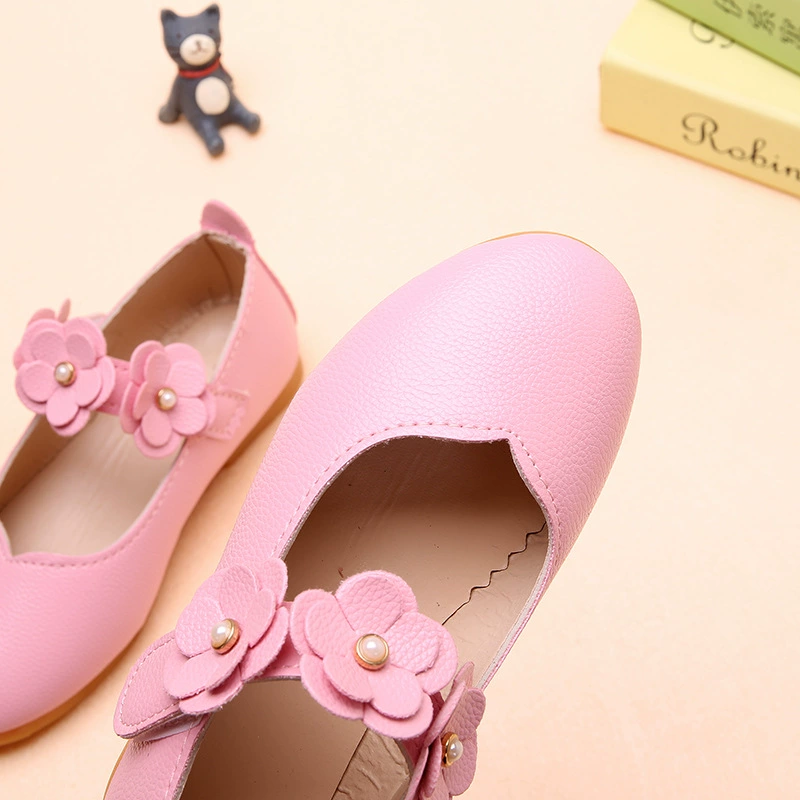 Shoes for leather shoes for early age, children's footwear for princess, 2019, Korean style, wholesale, flowered, for teenagers