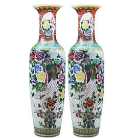 景德镇陶瓷器手绘牡丹落地大花瓶现代客厅摆件开业乔迁礼品工艺品