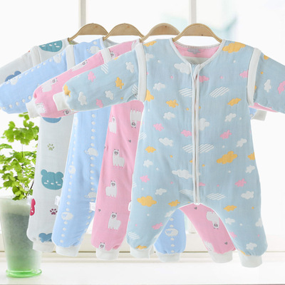 【2件包邮】6层纱布宝宝爬爬服 3种尺寸花色多种 可分拆的睡袋|ru