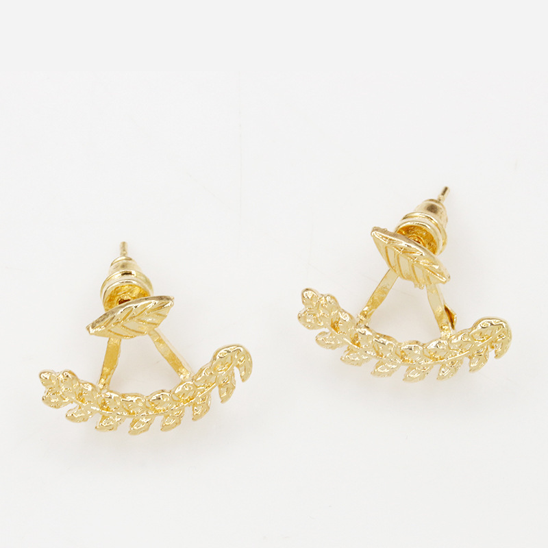 New Tree Leaf Ear Studs Hypoallergenic Hanging Olive Branch Ear Studs Wholesale display picture 5