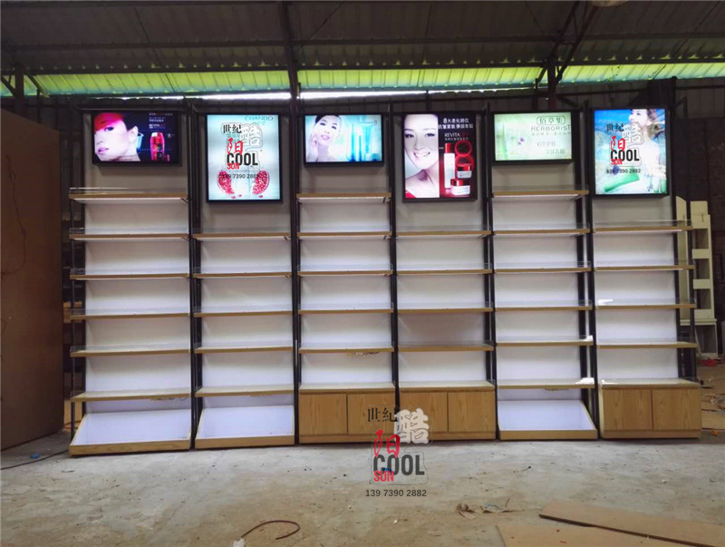 化妆品展示柜  美容护肤产品展柜 日化店化妆品背柜货架展示架