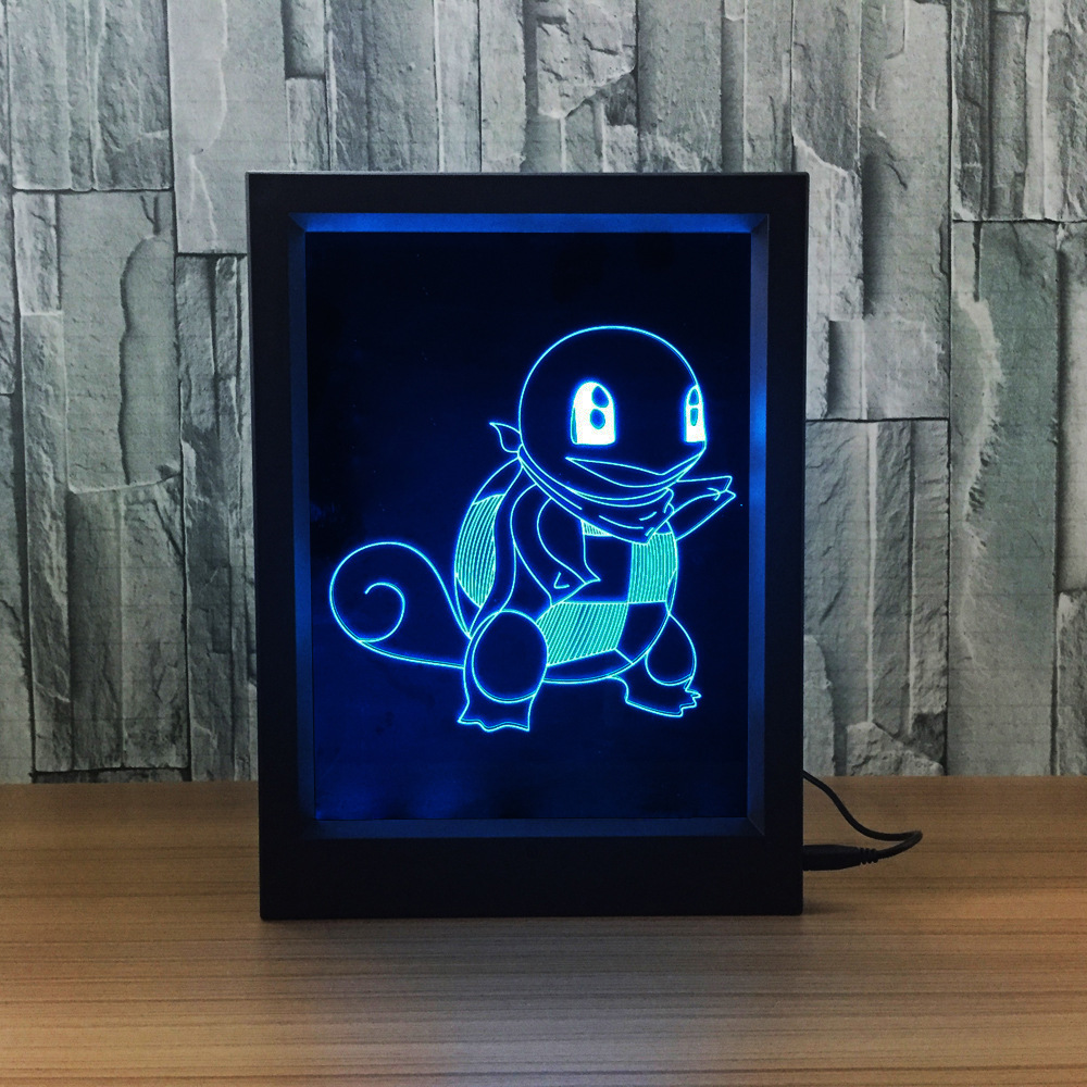 创意相框灯 3d 亚克力相框灯 定制小夜灯皮卡丘