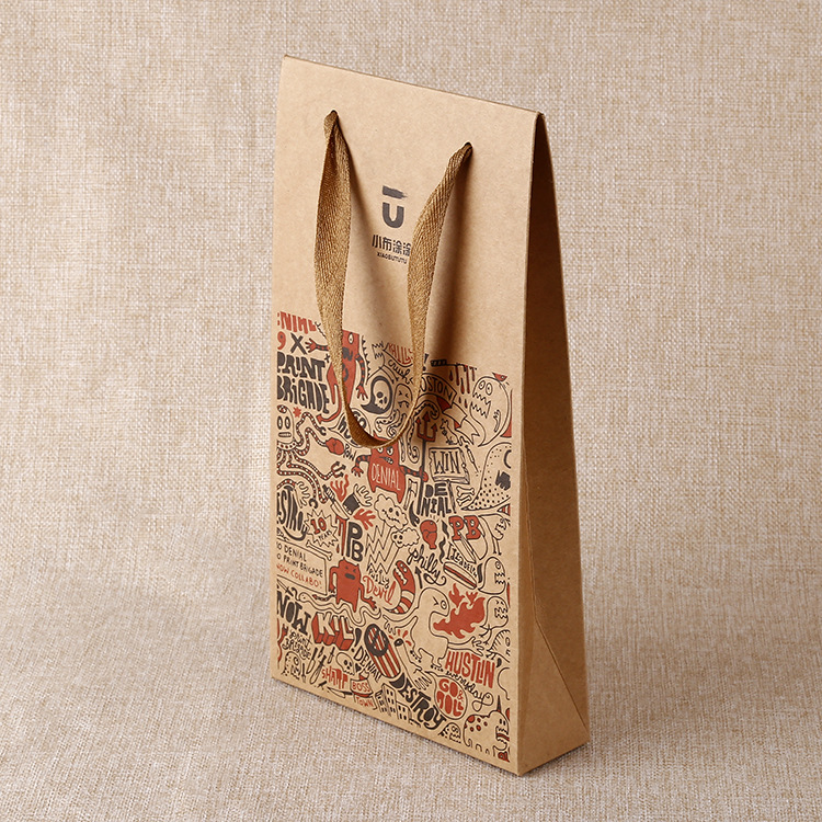 定制生产牛皮纸手提猫狗粮广告包装袋 会议资料档案宣传手提袋