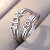 Silver accessory, zirconium for beloved, wedding ring, suitable for import, European style, Korean style