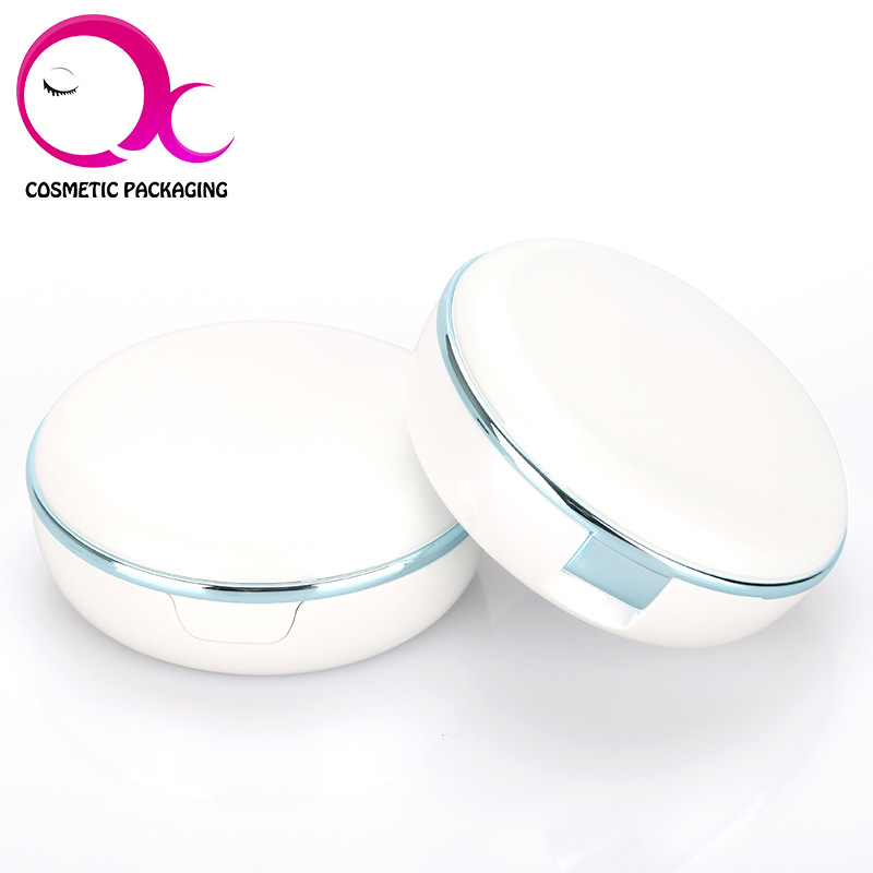 气垫盒彩妆包材 珠光白过UV13-14g旋转气垫BB盒电镀蓝色