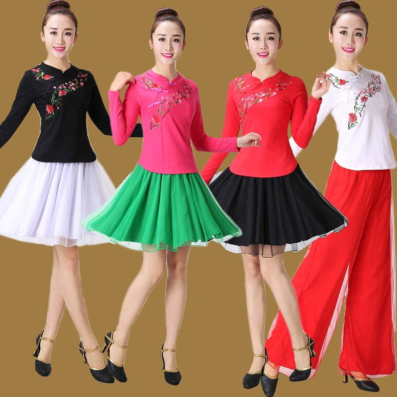 Костюм для квадратных танцев среднего и пожилого возраста с обычными рукавами приталенная тренировочная одежда танцевальная одежда